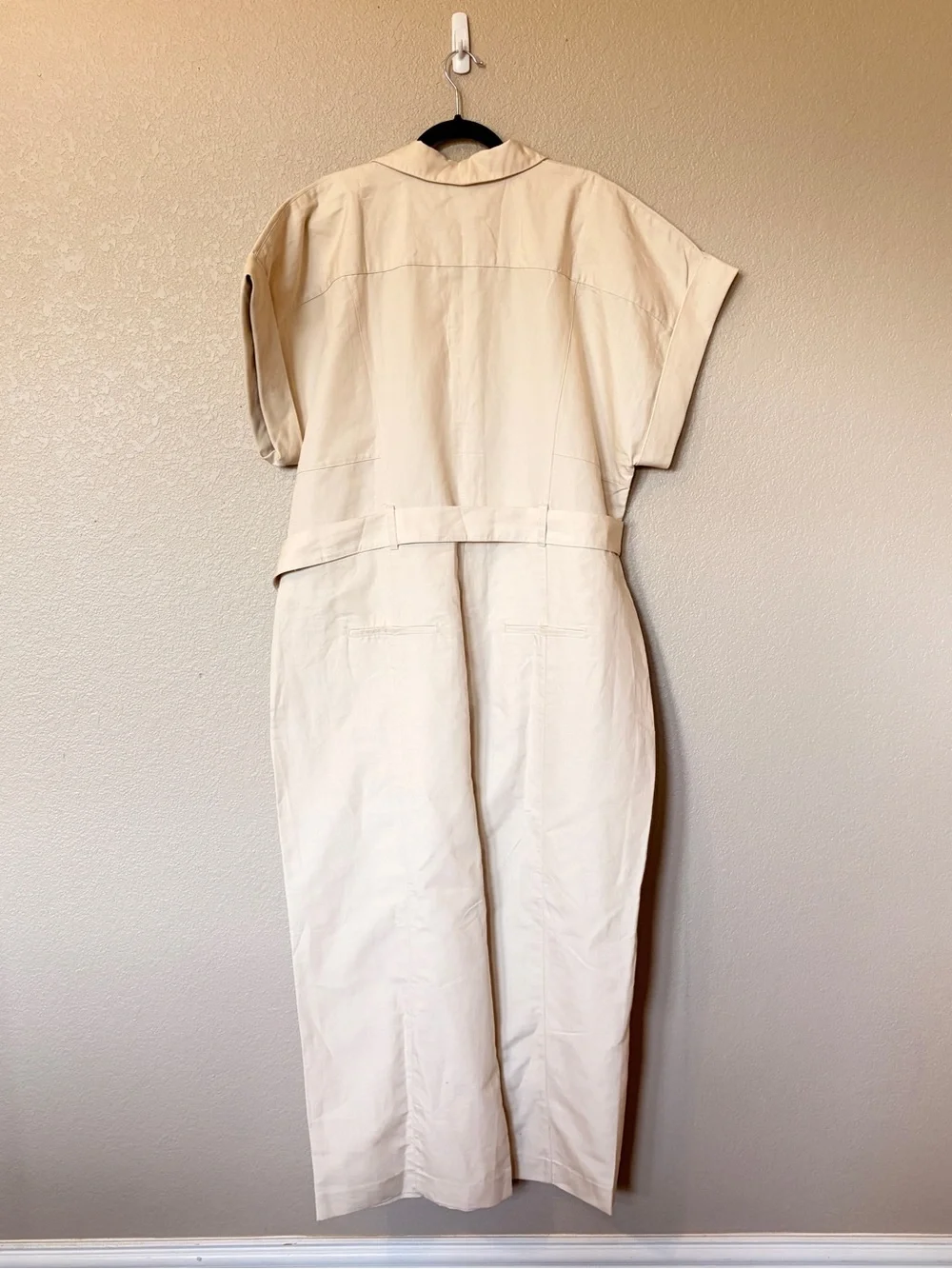 Banana Republic Linen Blend Belted Wide Leg Jumpsuit Ivory 2X